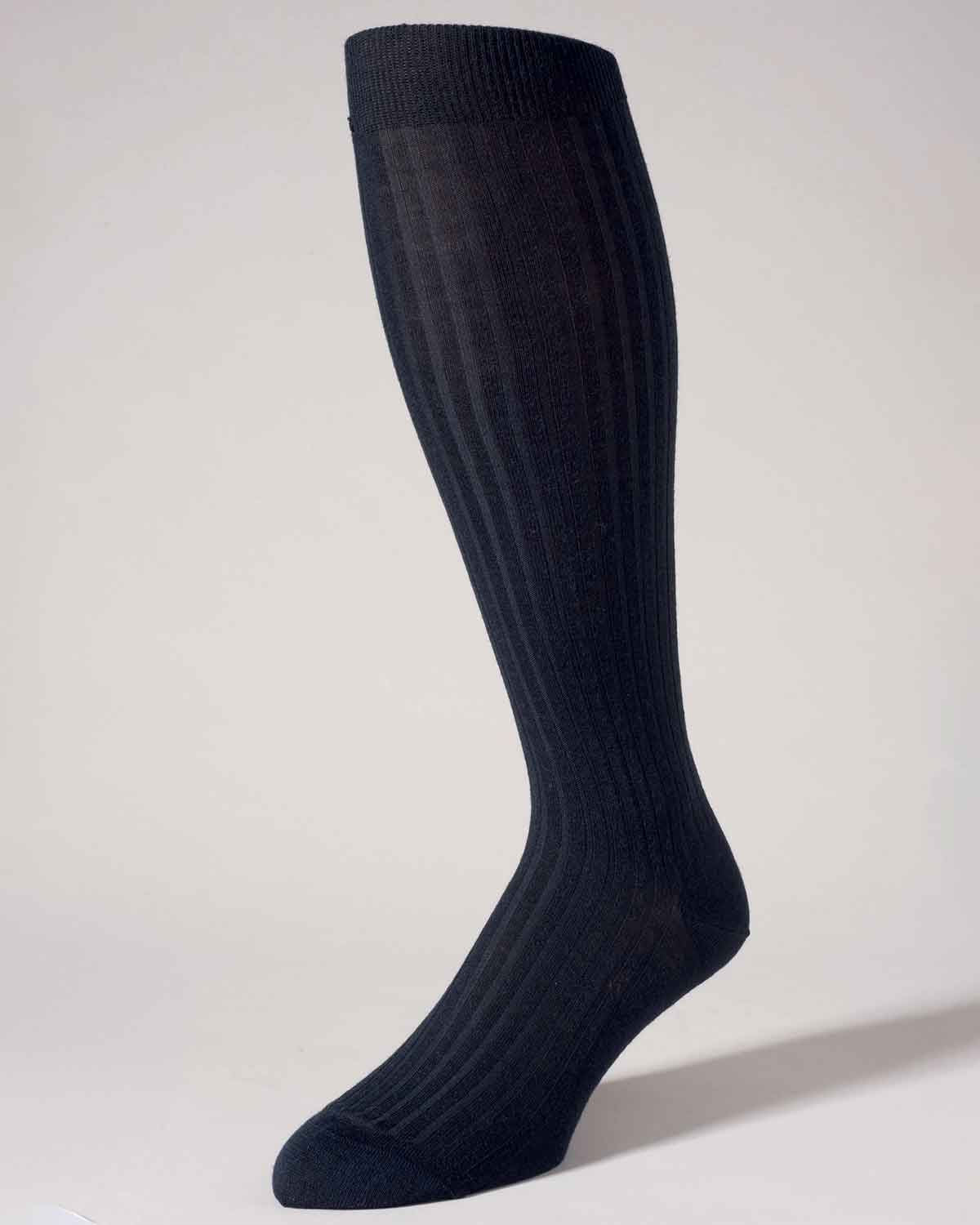 Pantherella Stretch Wool Knee Socks - Navy - Country Collection