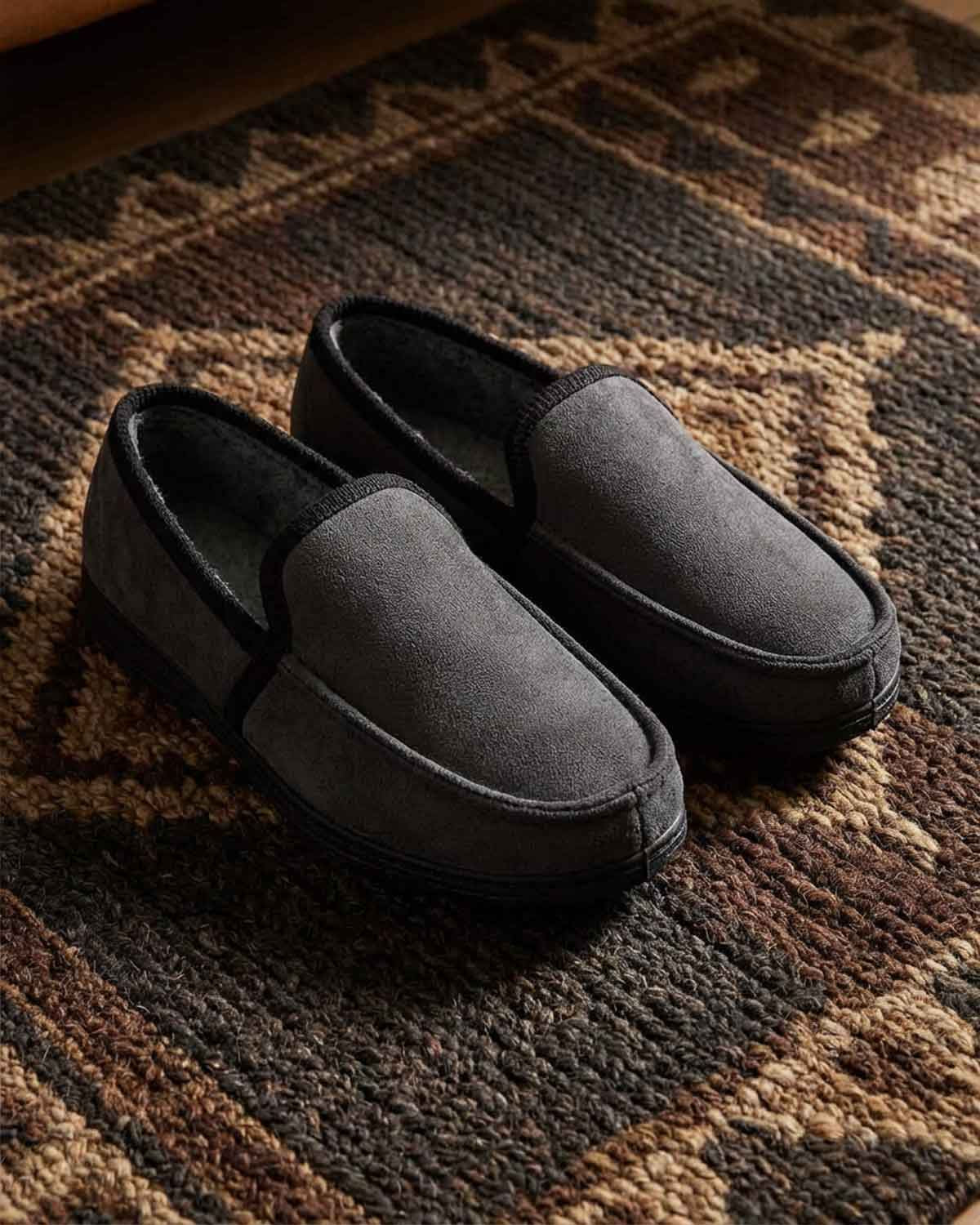 Lazy Dogz Mens Fabric Slippers - Grey - Country Collection