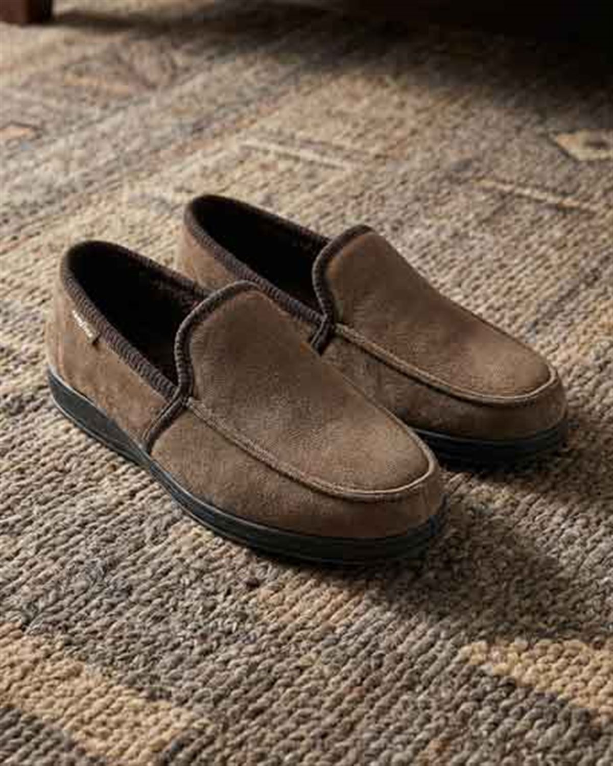 Lazy Dogz Mens Fabric Slippers - Brown - Country Collection
