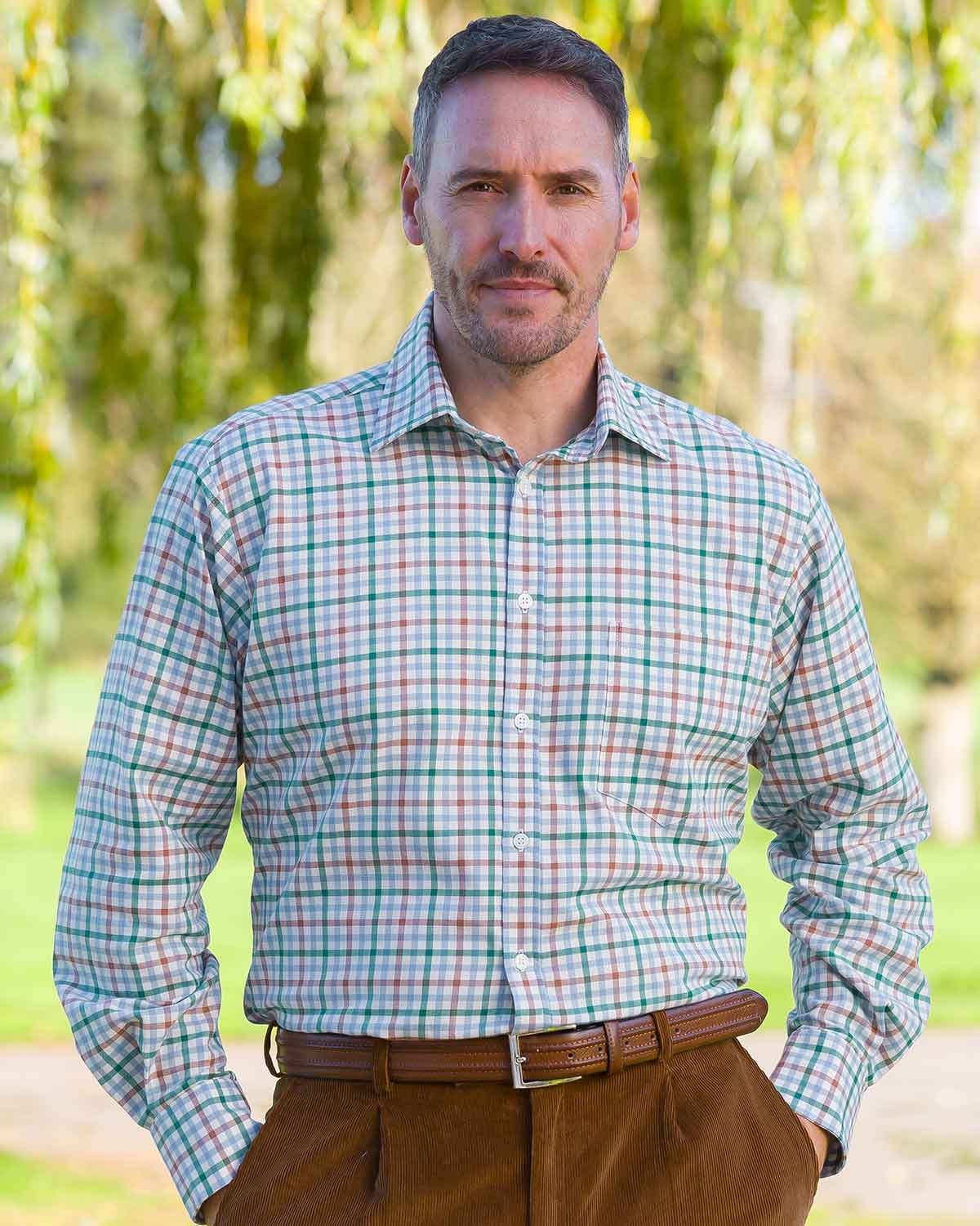 Tattersall Check Pure Cotton Twill Shirt - Dalemain - Country Collection