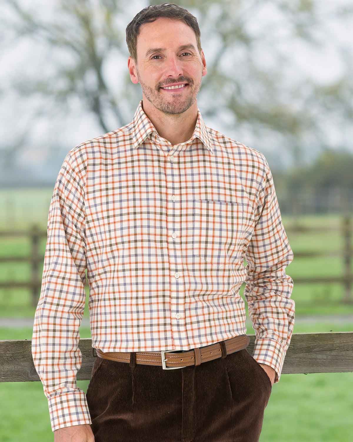 Tattersall Check Pure Cotton Twill Shirt - Greystoke - Country Collection