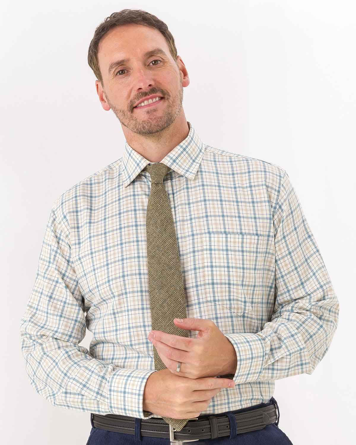 Tattersall Check Cotton & Wool Shirt - Devon - Country Collection