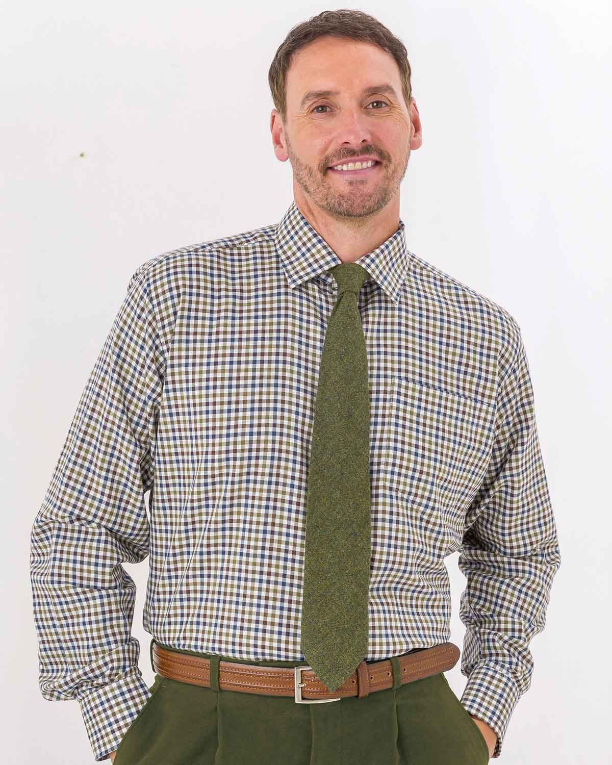 Tattersall Check Cotton & Wool Shirt - Wrexham - Country Collection