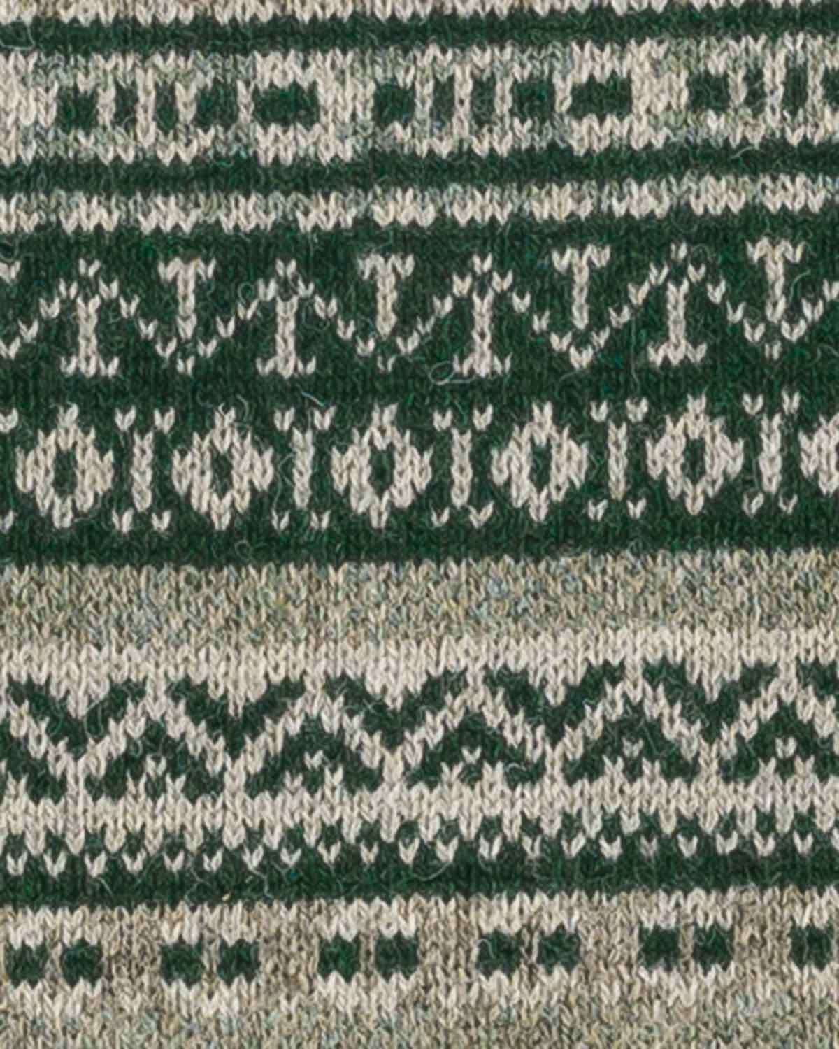 Shetland Wool Green Mix Fairisle Crew Neck Jumper - Image 3 - Country Collection