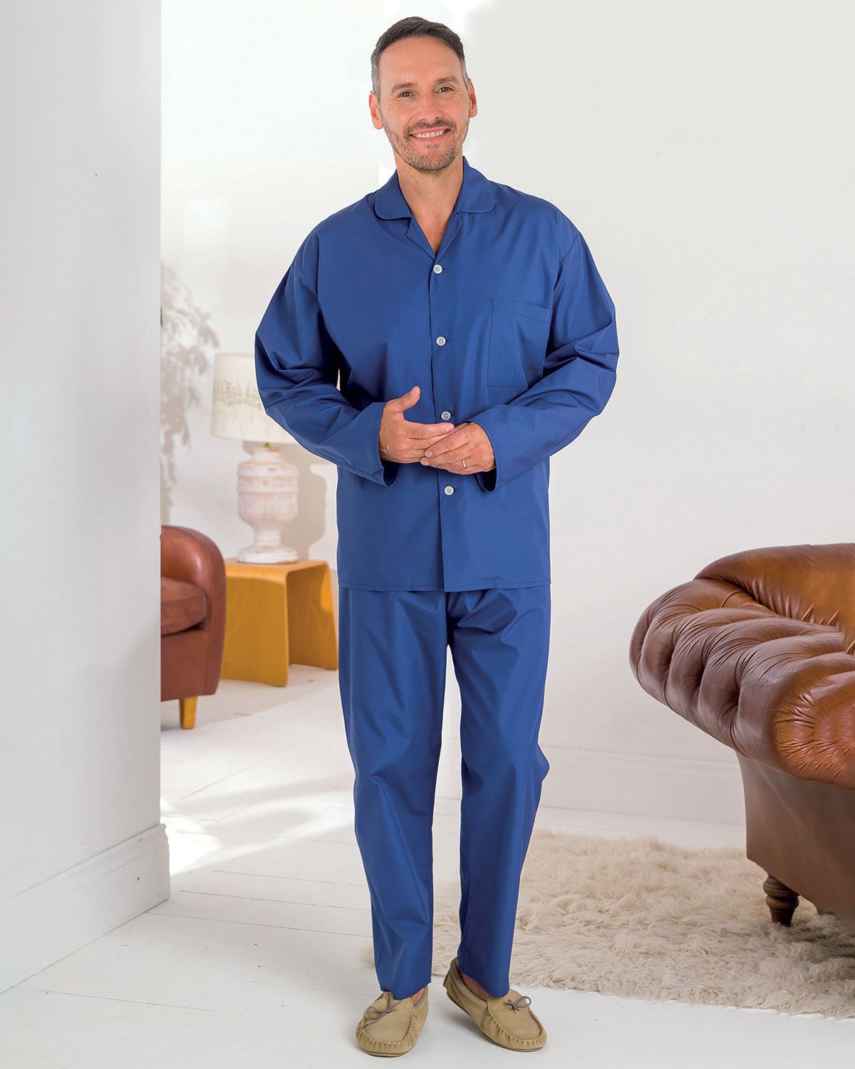 Plain Cotton Pyjamas - Navy - Country Collection