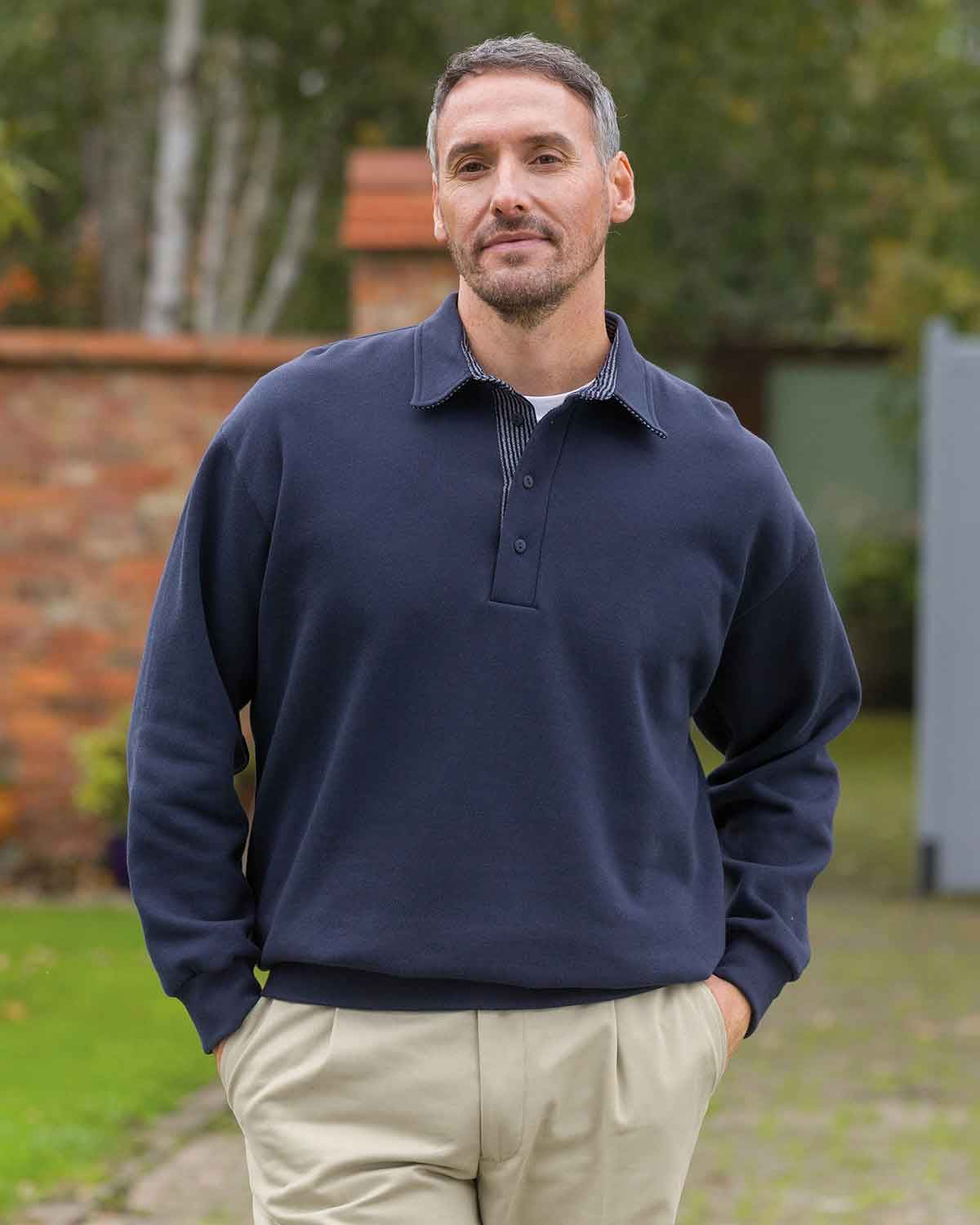 Trimmed Sweatshirt - Navy - Country Collection