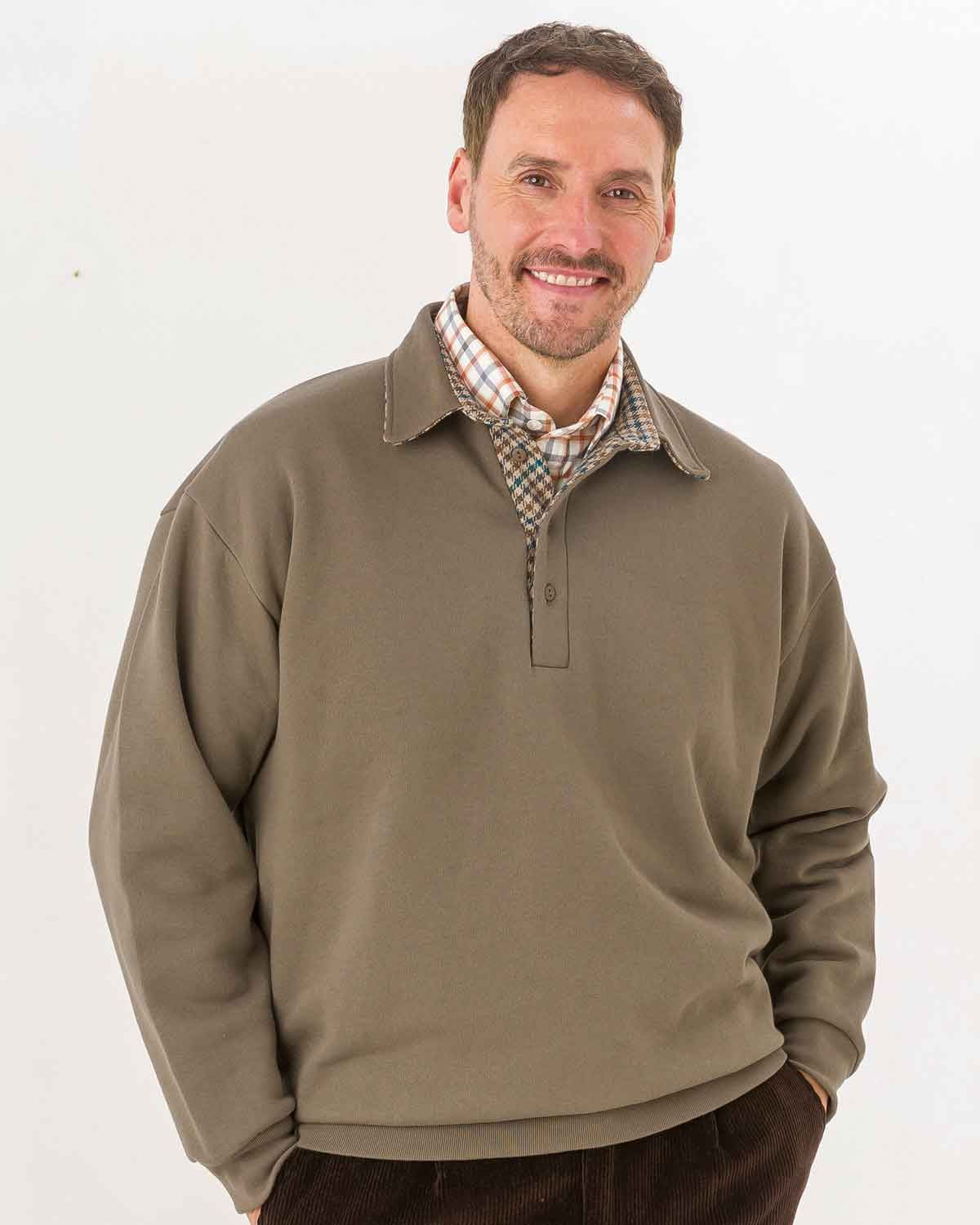 Trimmed Sweatshirt - Bark - Country Collection