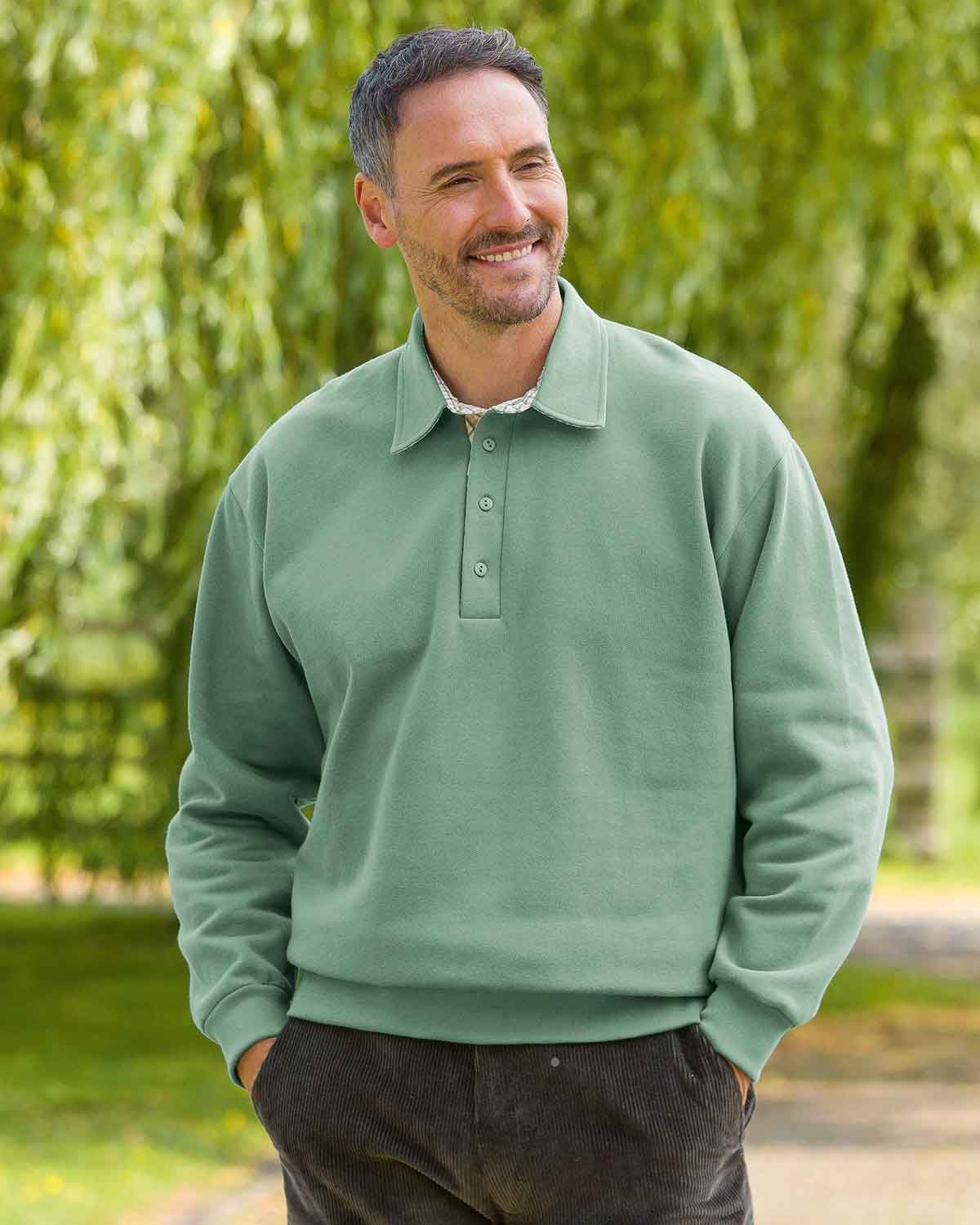 Trimmed Sweatshirt - Sage - Country Collection