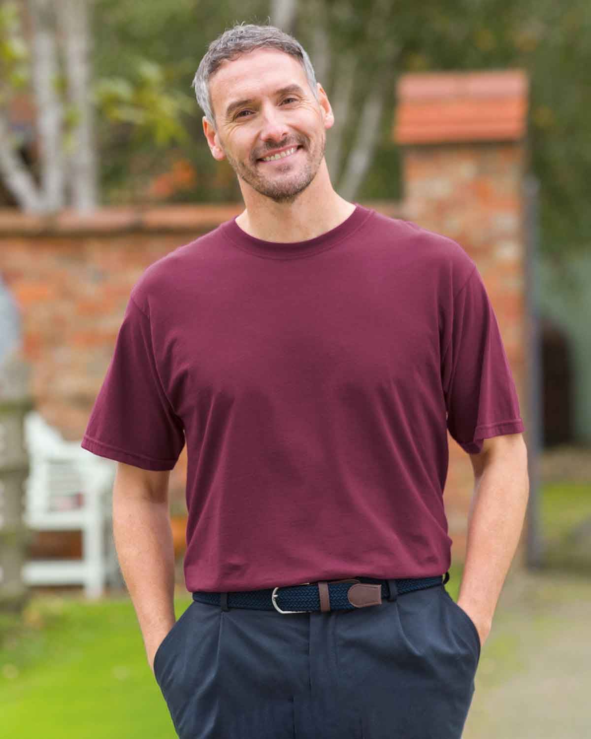 Crew Neck T Shirt - Burgundy - Country Collection