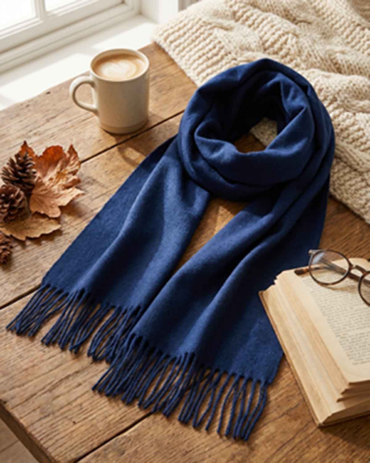 Pure Lambswool Scarf - Navy - Country Collection