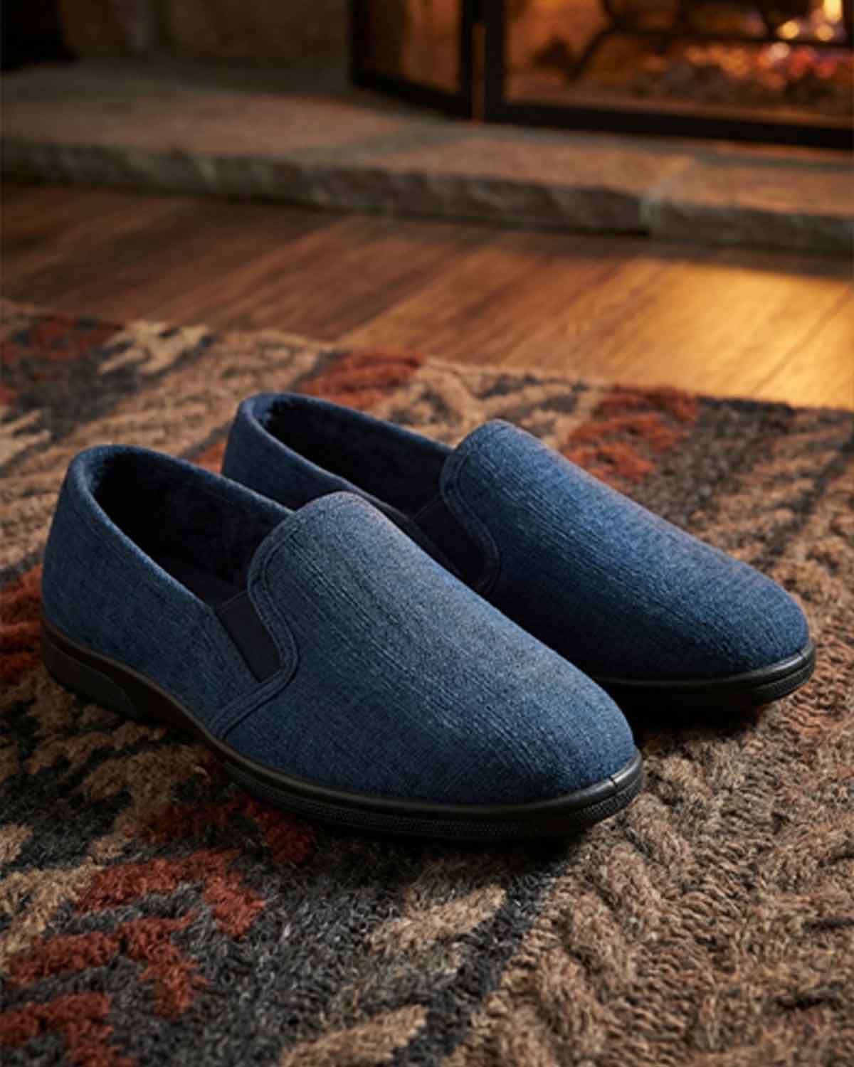 DB Wider Fit Mens House Shoe - Navy - Country Collection