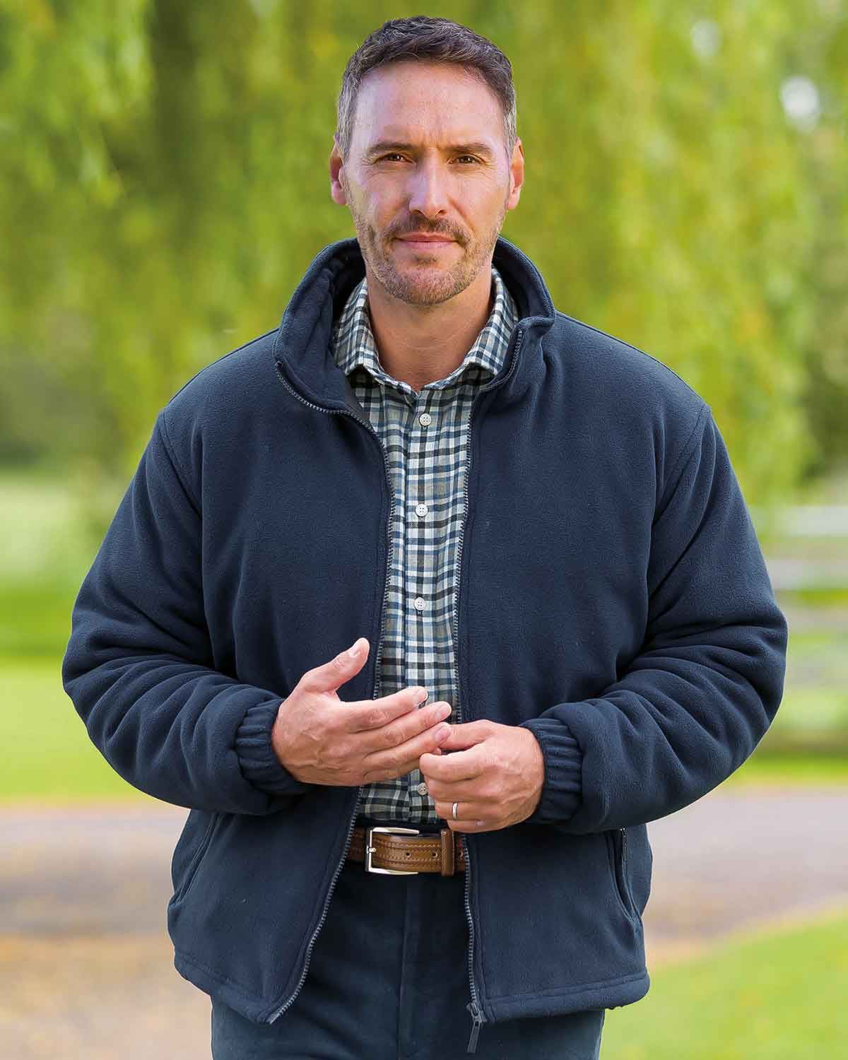 Glen Zip Up Fleece Jacket - Navy - Country Collection