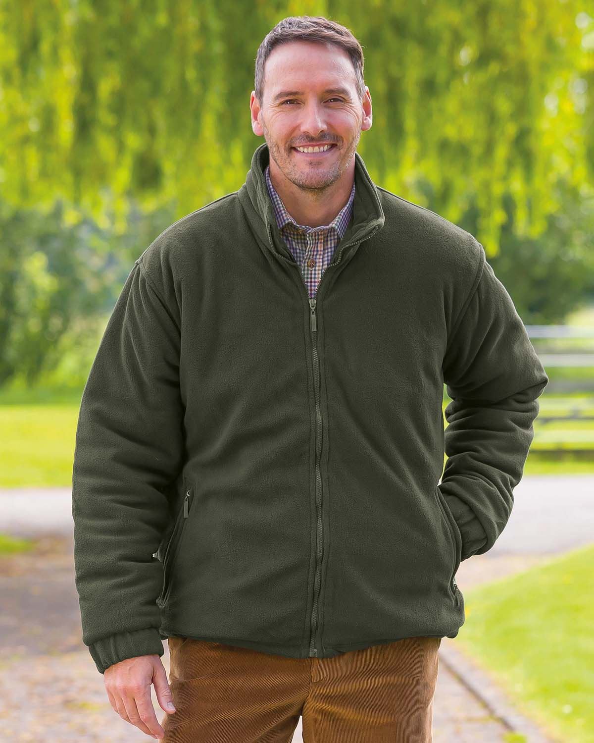 Glen Zip Up Fleece Jacket - Olive - Country Collection