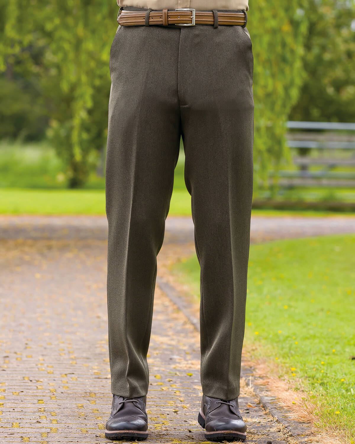 Expandaband Cavalry Twill Trousers - Brown - Country Collection