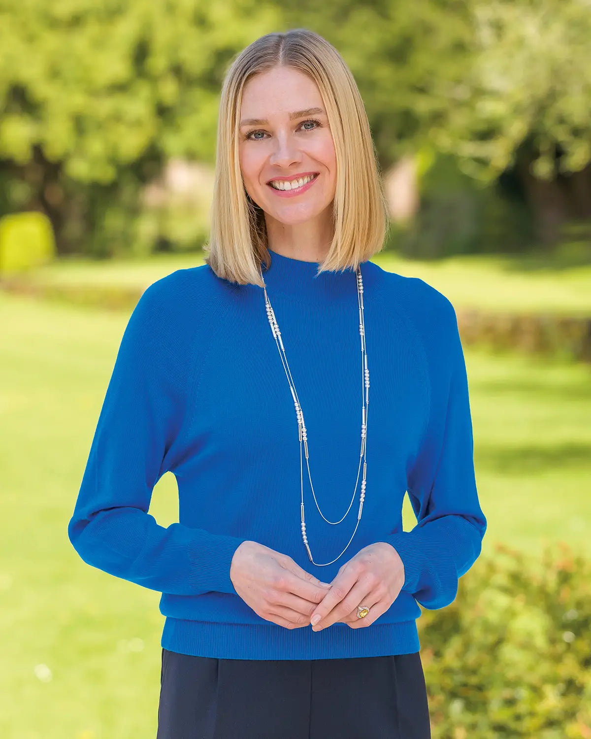 Ladies’ Pure Merino Wool Turtle Neck Jumper - Azure