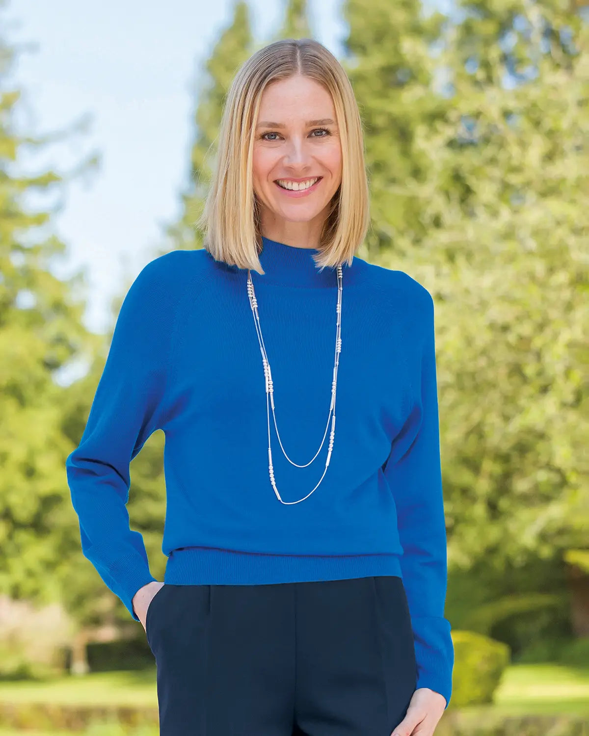 Ladies’ Pure Merino Wool Turtle Neck Jumper - Azure