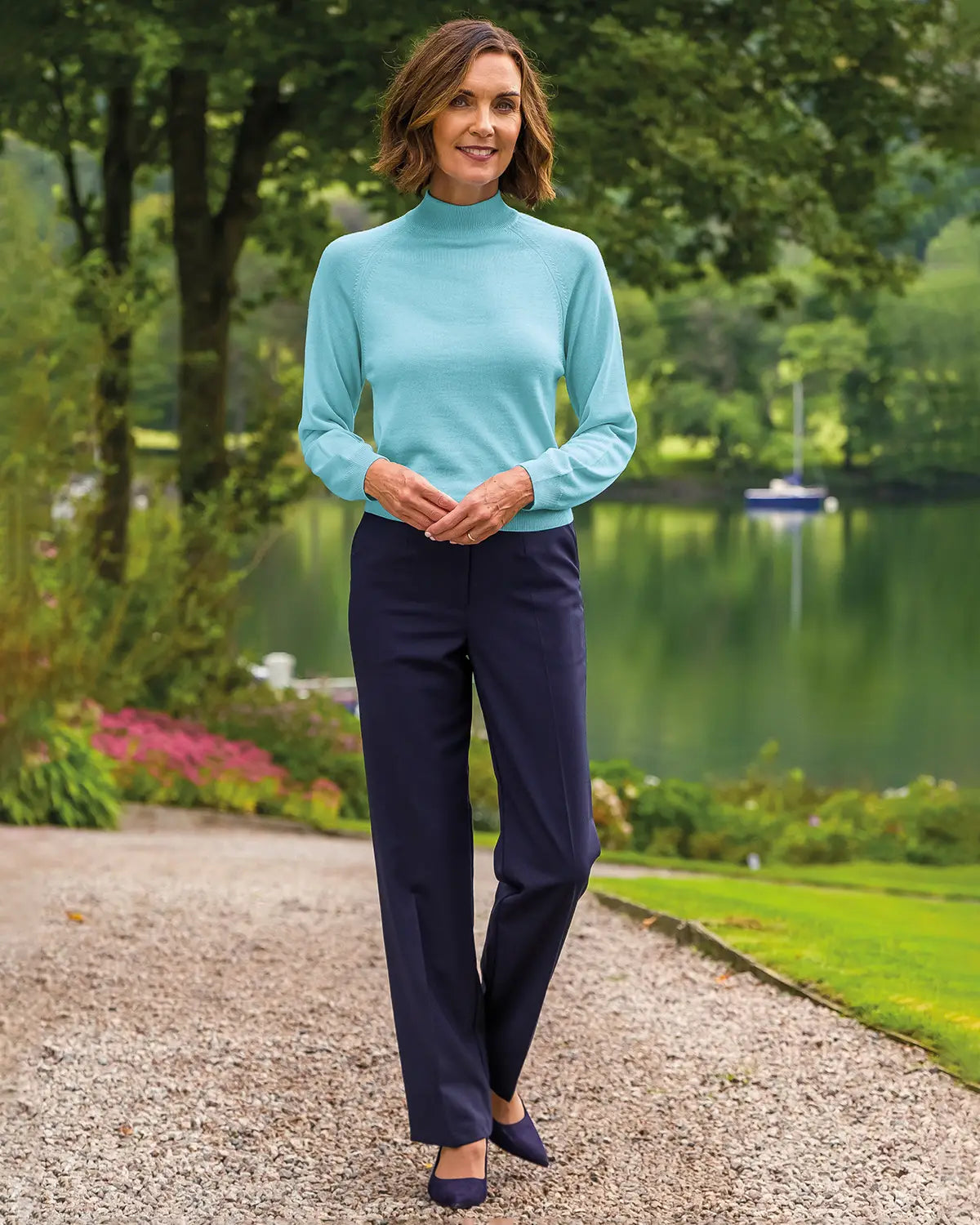Ladies’ Pure Merino Wool Turtle Neck Jumper - Aqua