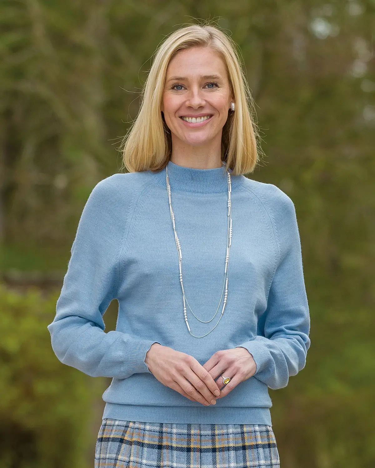 Ladies’ Pure Merino Wool Turtle Neck Jumper - Pale Blue