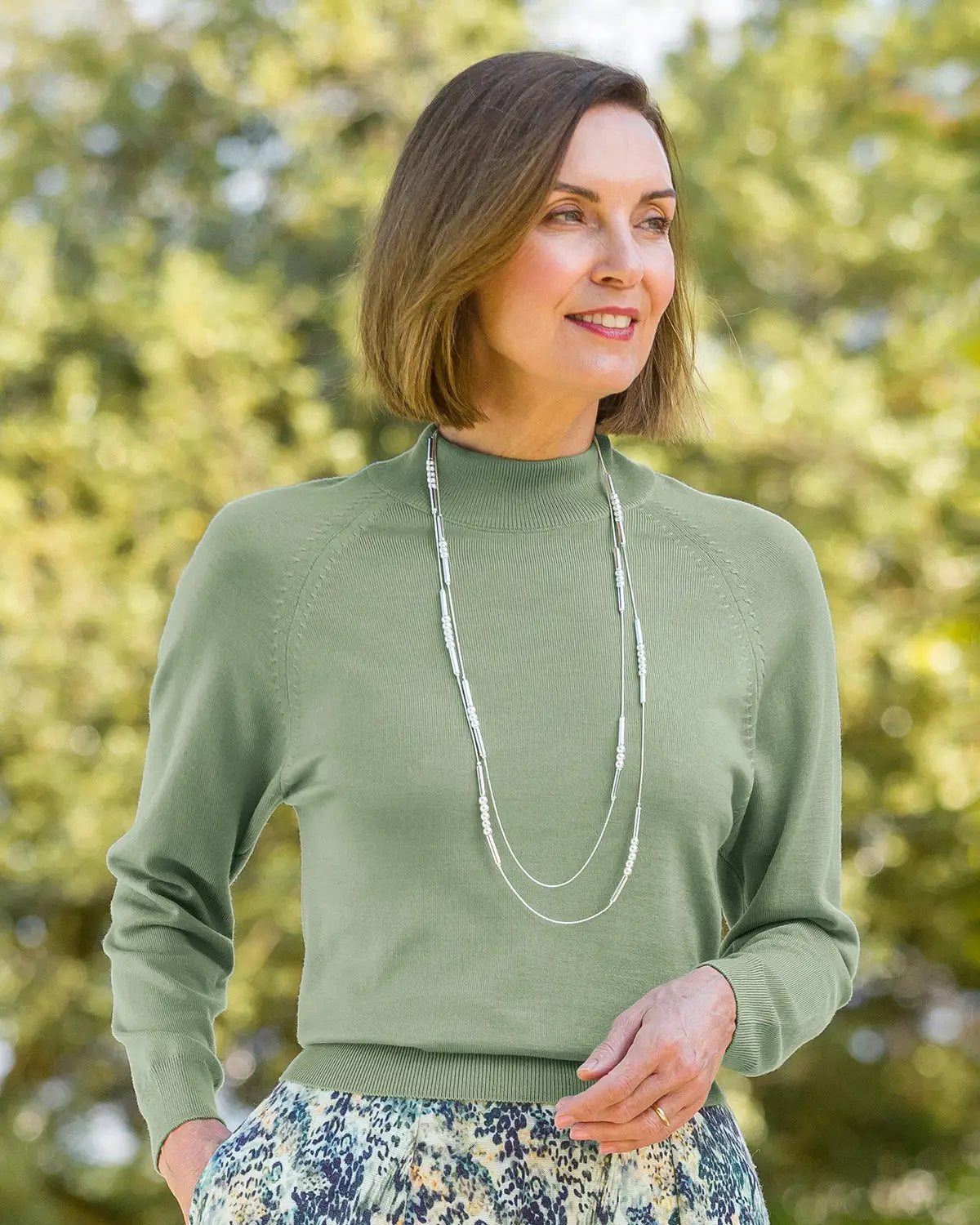 Ladies’ Pure Merino Wool Turtle Neck Jumper - Sage