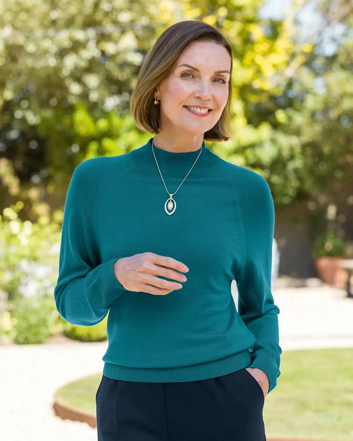 Ladies’ Pure Merino Wool Turtle Neck Jumper - Teal