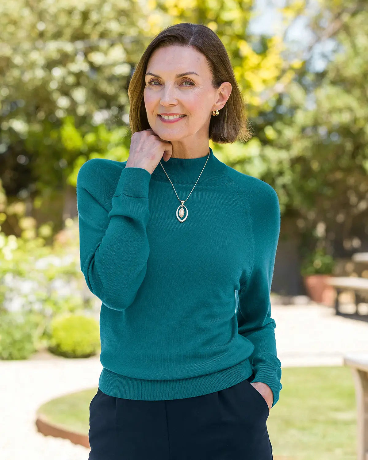 Ladies’ Pure Merino Wool Turtle Neck Jumper - Teal