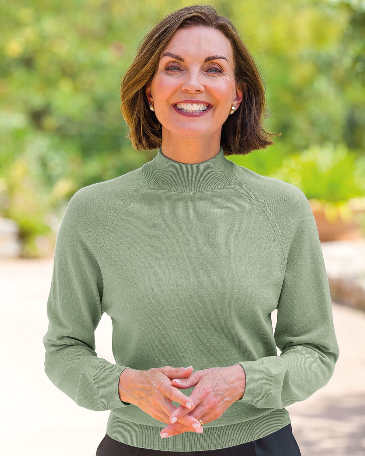 Merino Wool Turtle Neck Jumper - Sage - Country Collection