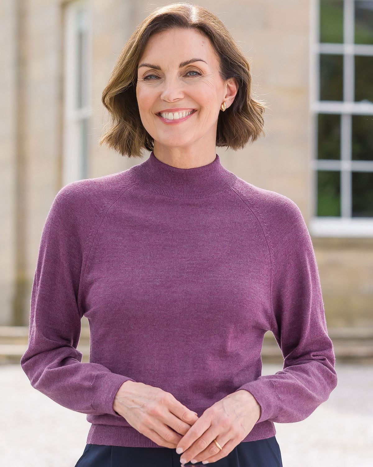 Merino Wool Turtle Neck Jumper - Plum - Country Collection