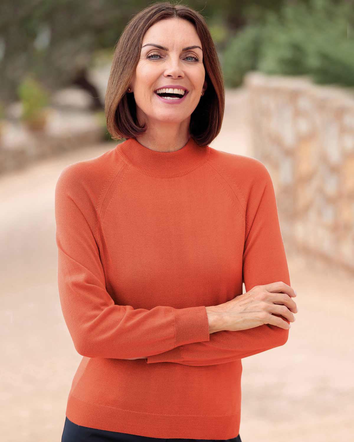 Merino Wool Turtle Neck Jumper - Cinnamon - Country Collection