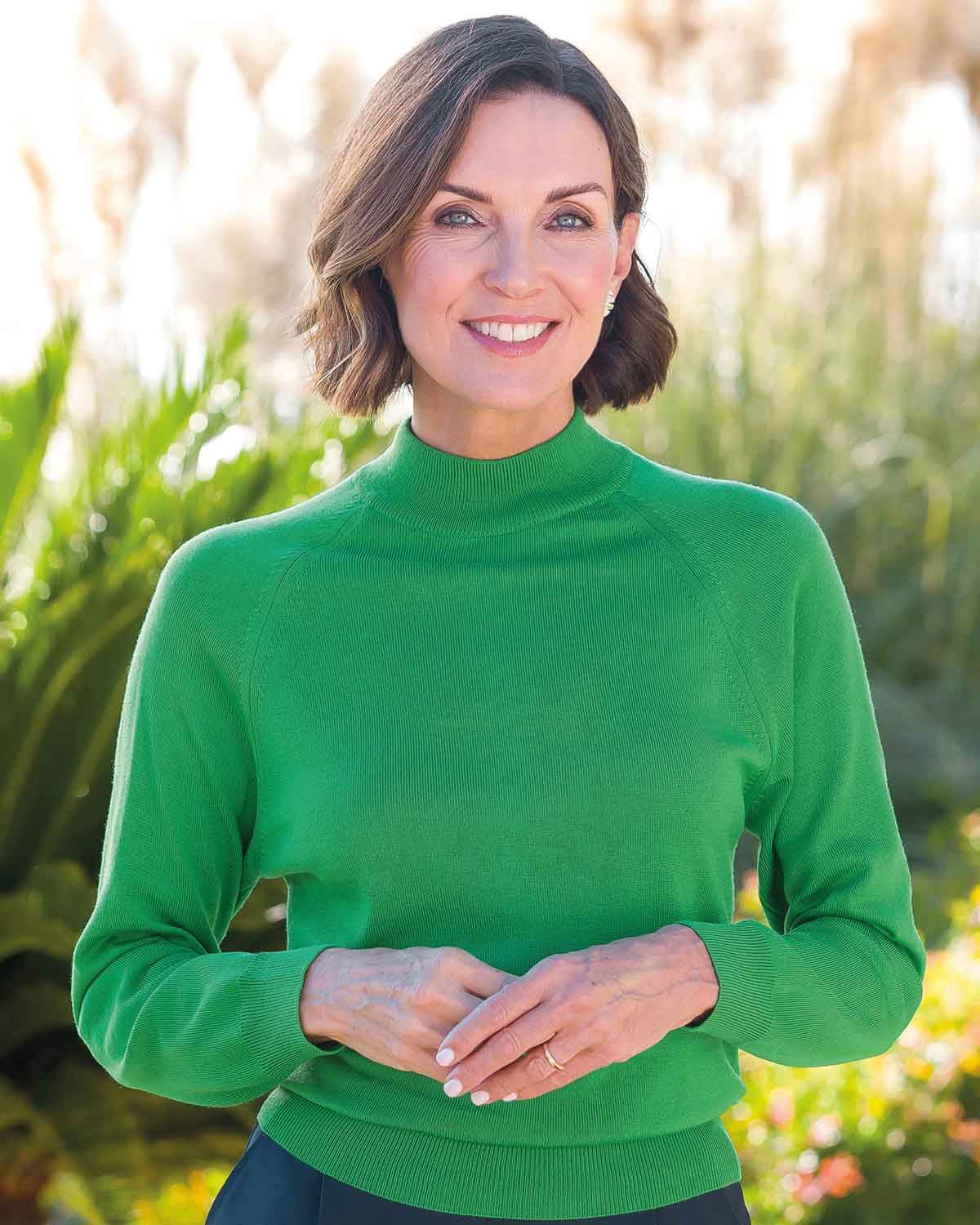 Merino Wool Turtle Neck Jumper - Watercress - Country Collection