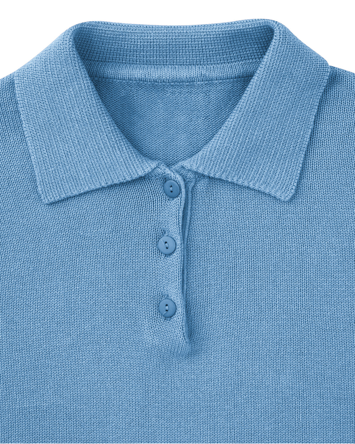 Ladies’ Luxury Knit Pure Cotton Polo Top – Cornflower