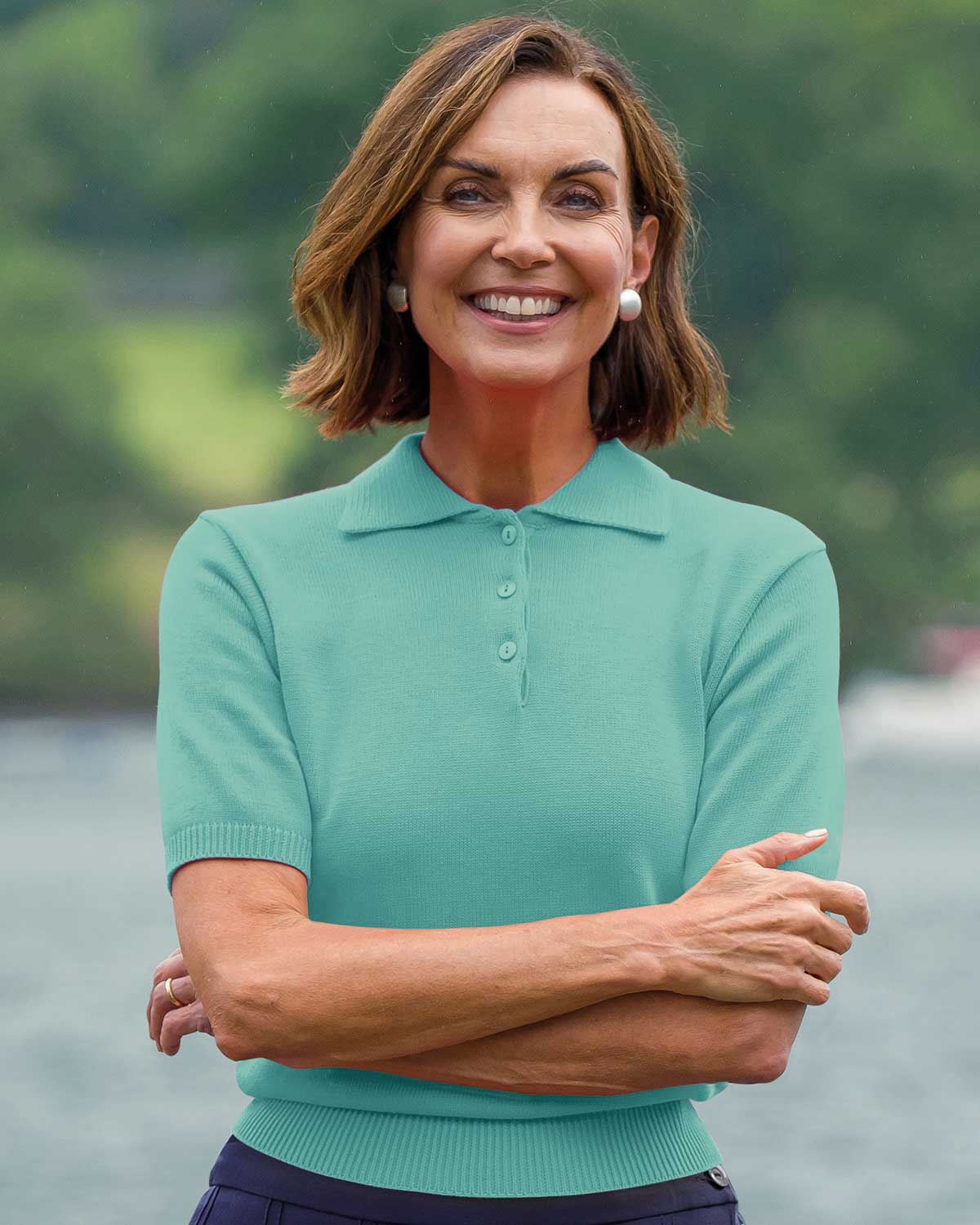 Luxury Knit Pure Cotton Ladies Polo Top - Apple - Country Collection