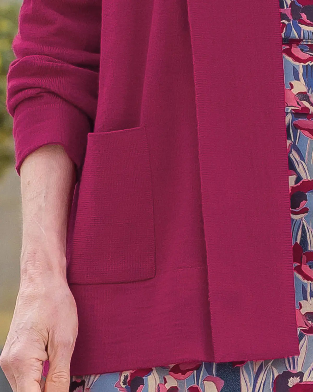 Ladies’ Celine Merino Wool Blend Cardigan – Raspberry