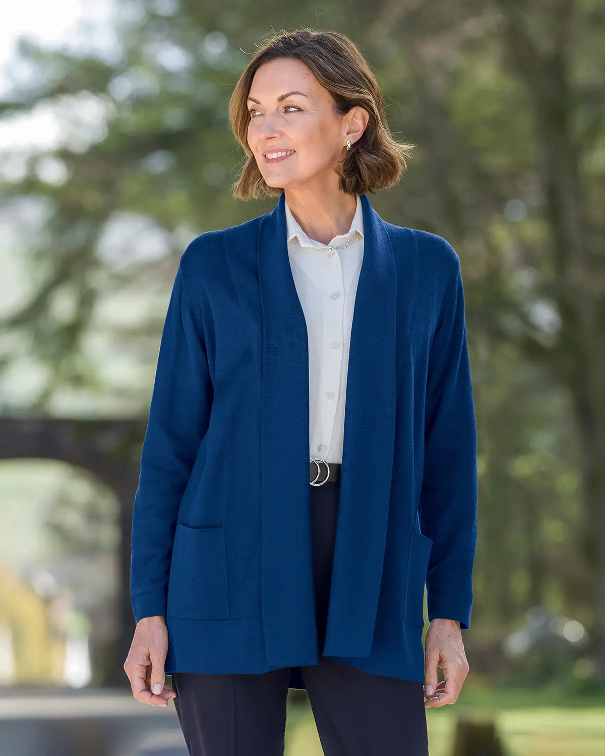 Ladies’ Celine Merino Wool Blend Cardigan – Sapphire