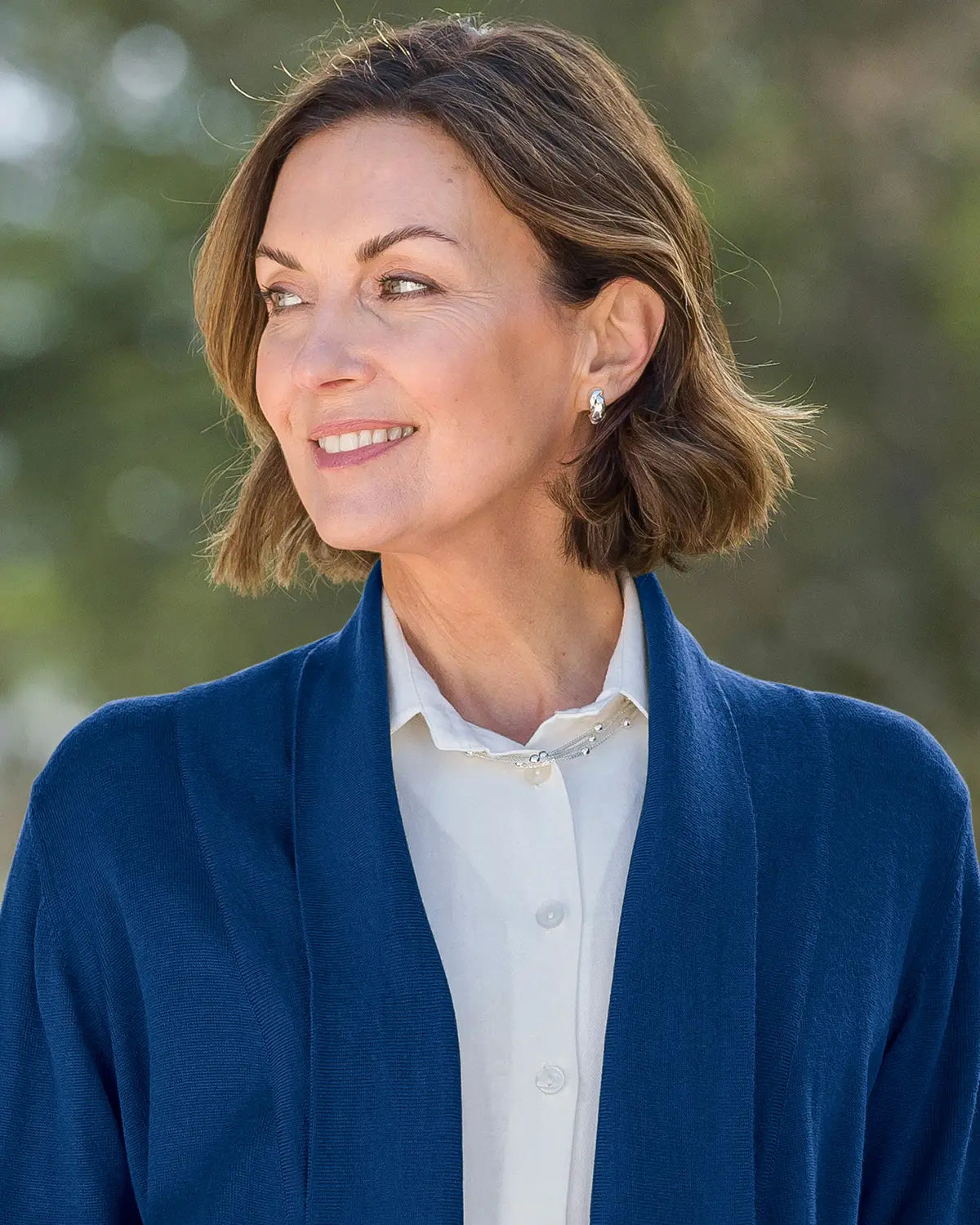 Ladies’ Celine Merino Wool Blend Cardigan – Sapphire