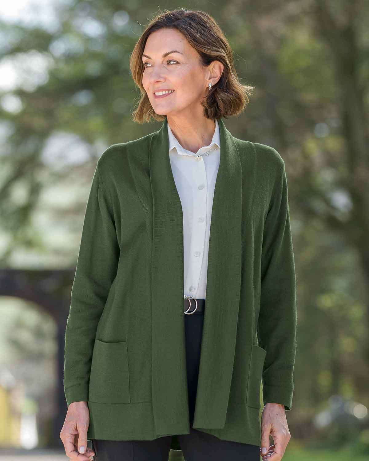Celine Merino Wool Blend Cardigan - Cedar - Country Collection