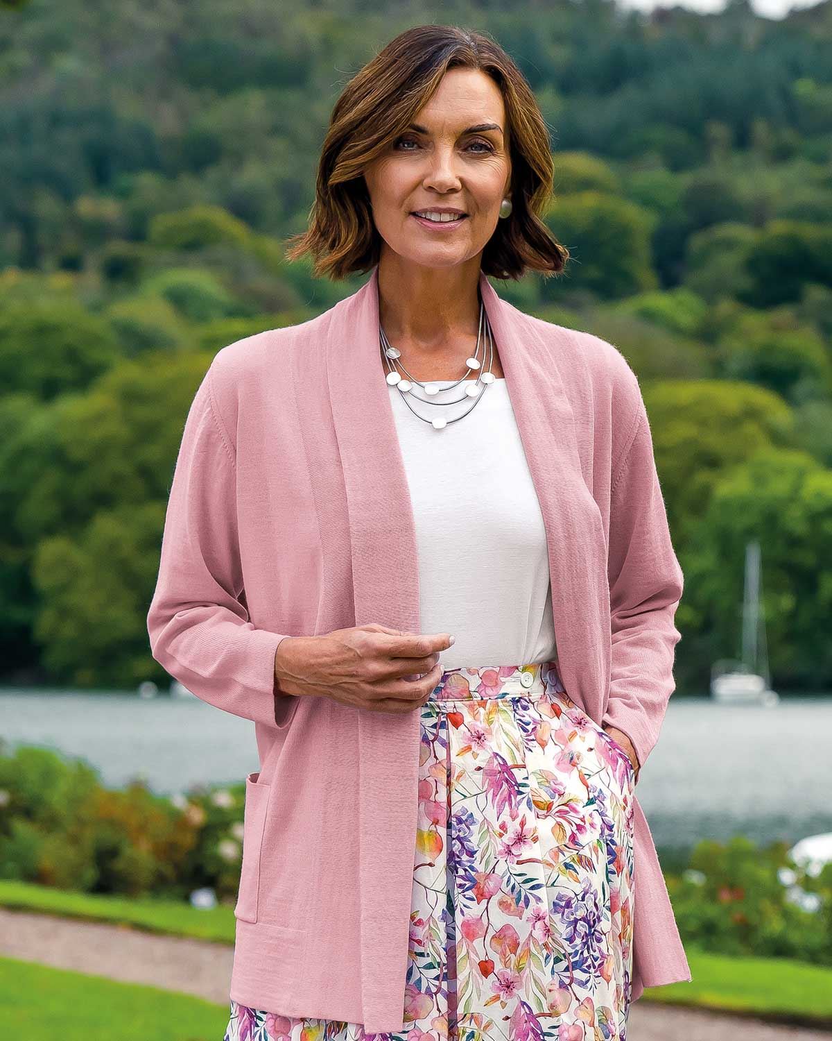 Celine Merino Wool Blend Cardigan - Powder Pink - Country Collection