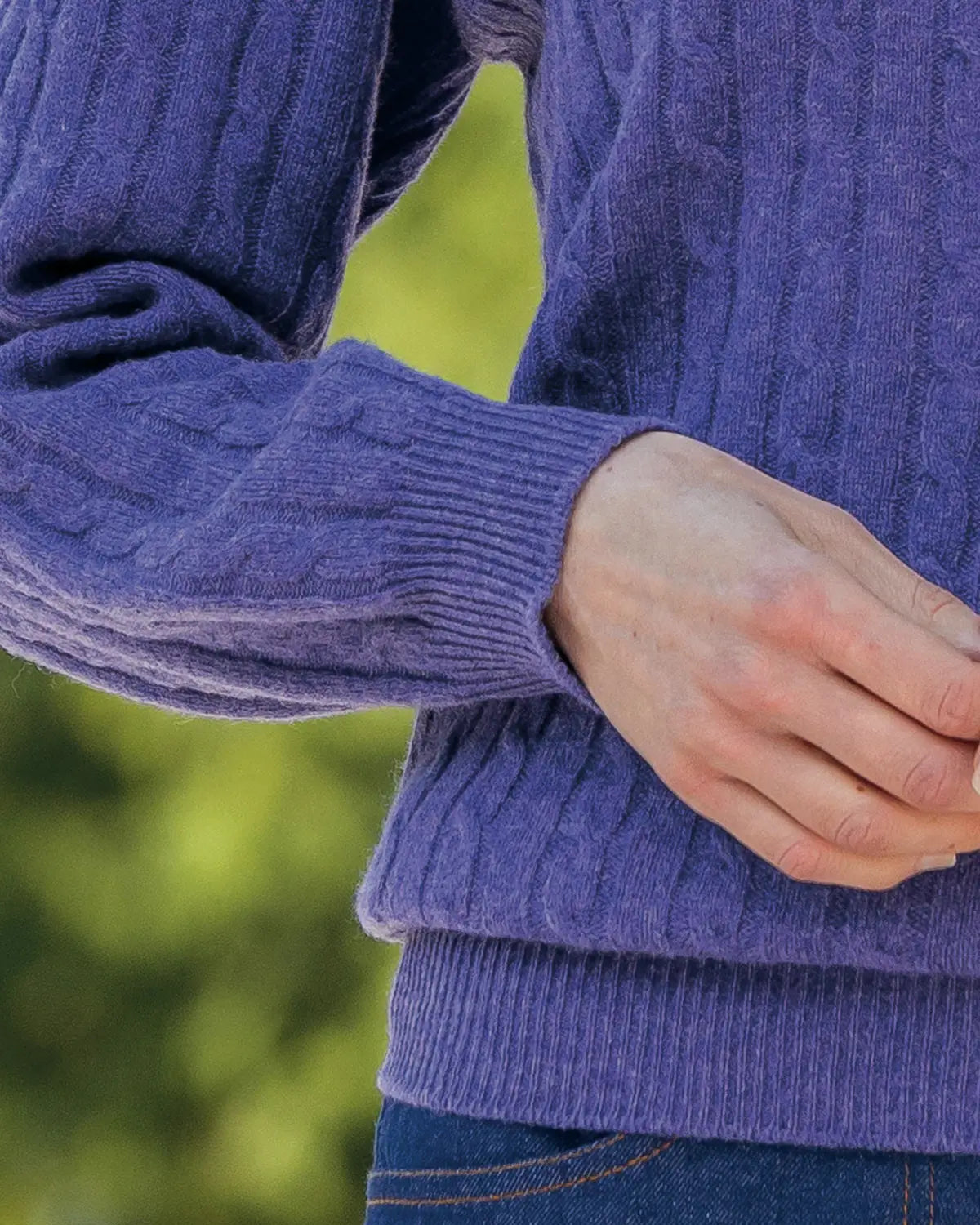 Ladies’ Pure Lambswool Cable Crew Neck Jumper – Crocus