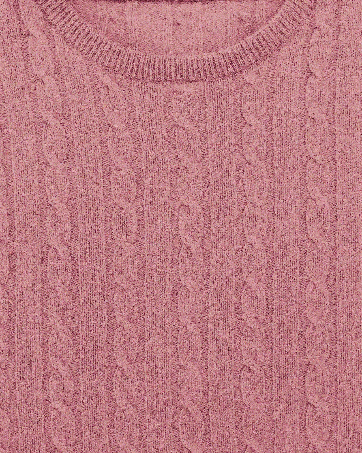 Ladies’ Pure Lambswool Cable Crew Neck Jumper – Dusky Rose