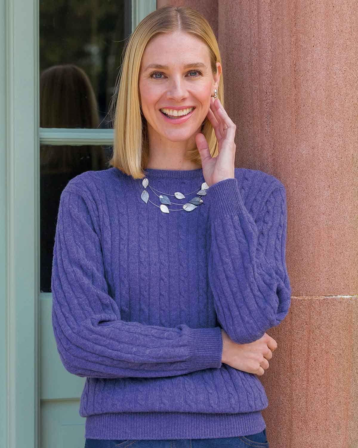 Lambswool Cable Crew Neck Jumper - Crocus - Country Collection