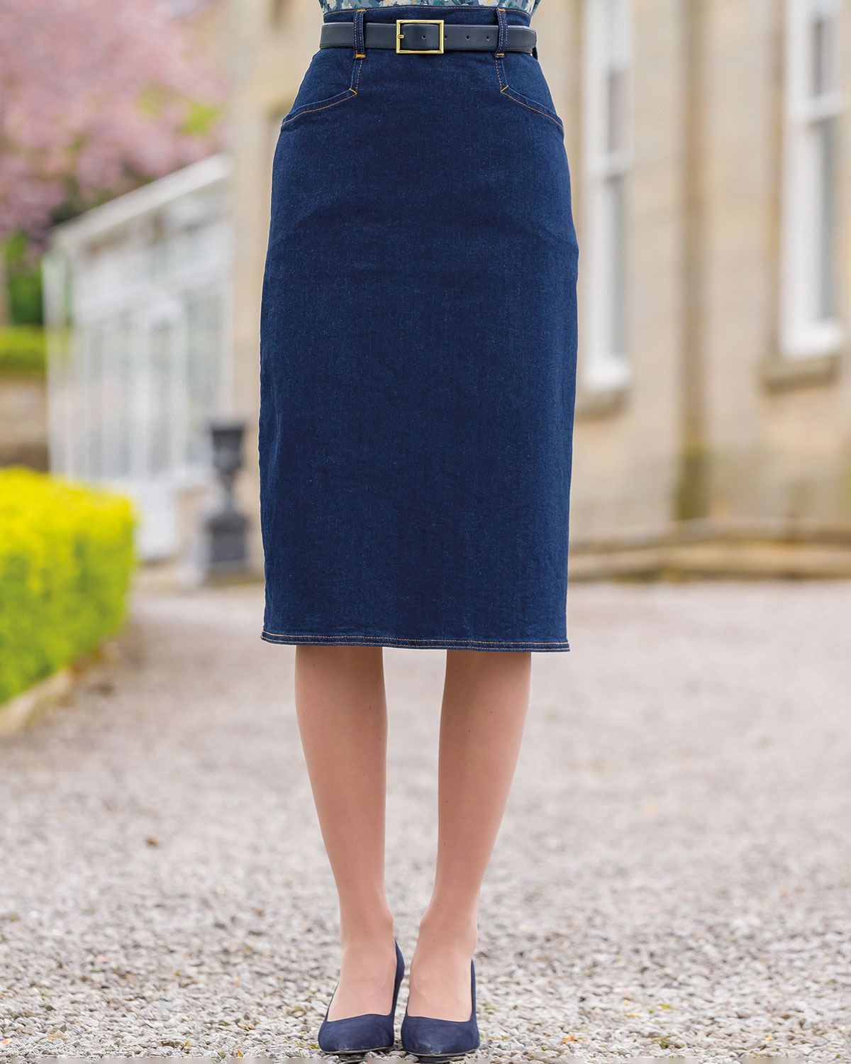 Denim Straight Skirt - Blue - Country Collection