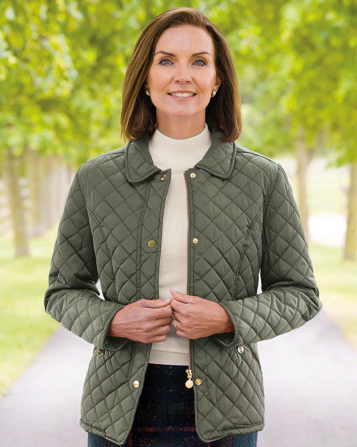 Ladies Quilted Jacket - Olive - Country Collection