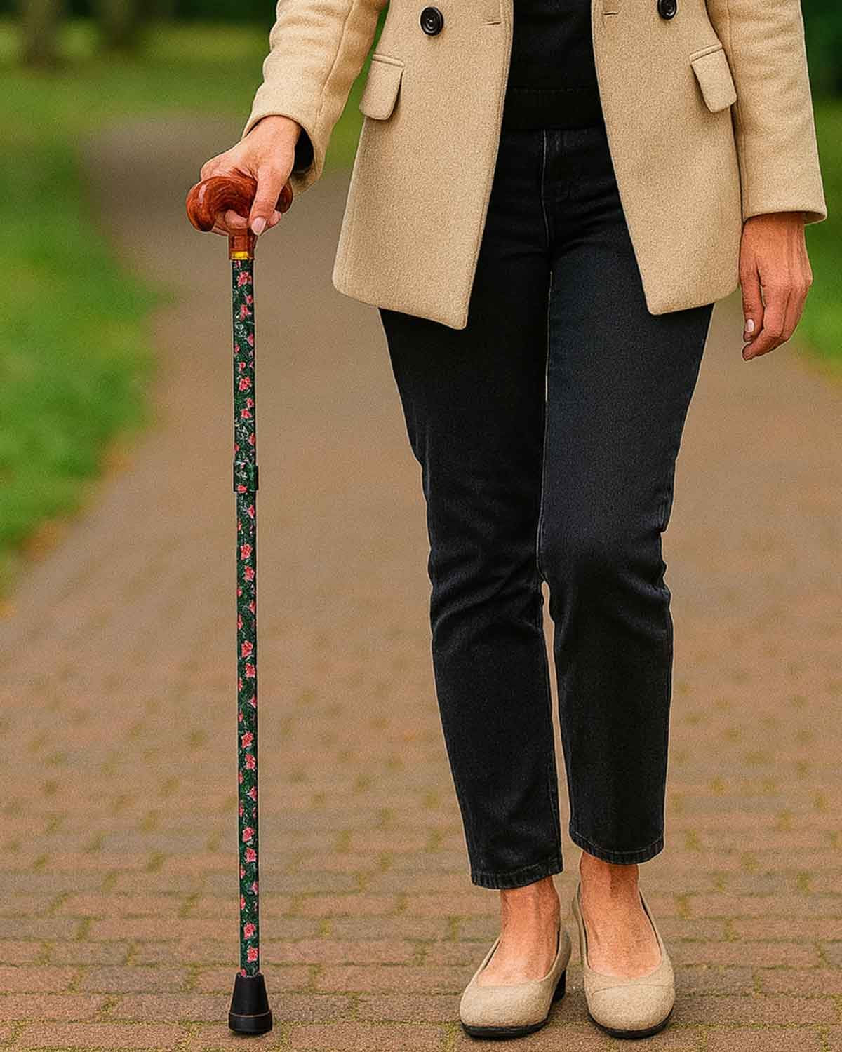 Folding Walking Stick - Floral - Country Collection
