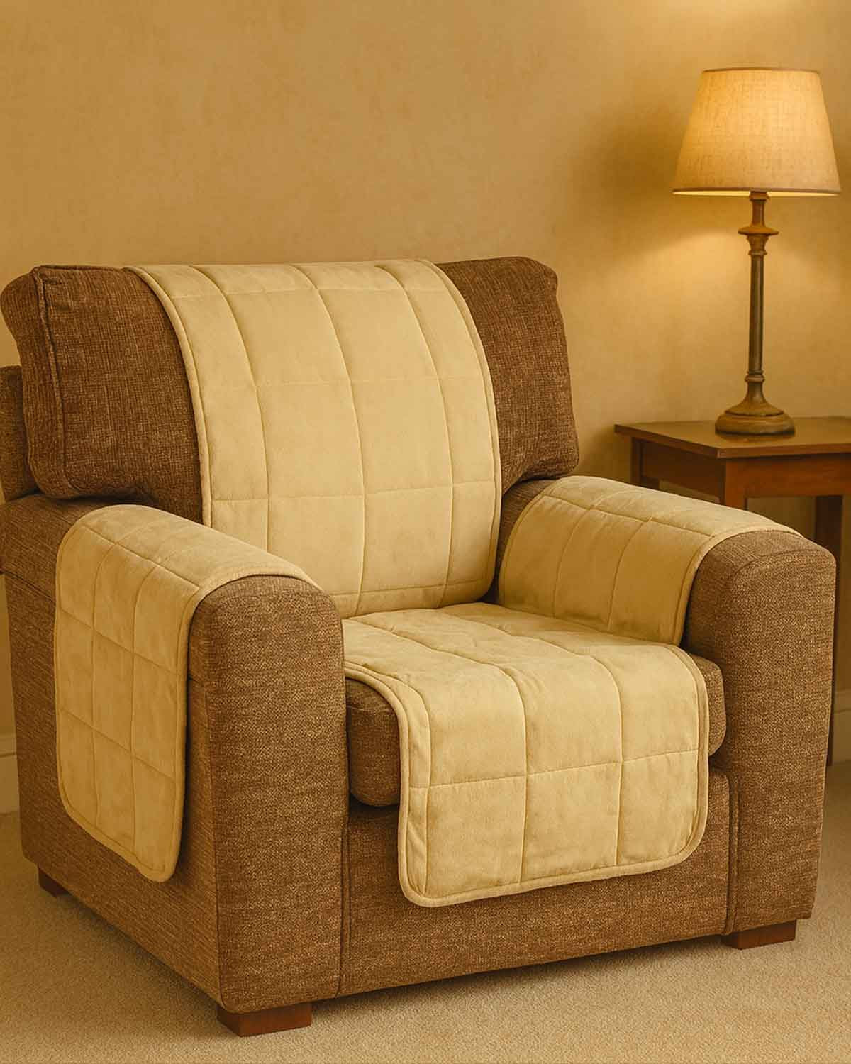 Faux Suede Furniture Protectors - Cream - Country Collection