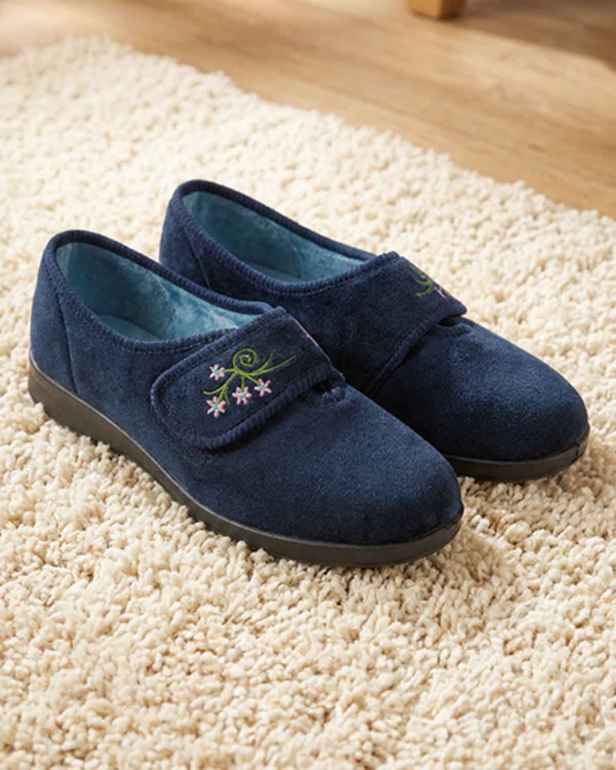DB Wider Fit Caroline House Shoe - Blue - Country Collection
