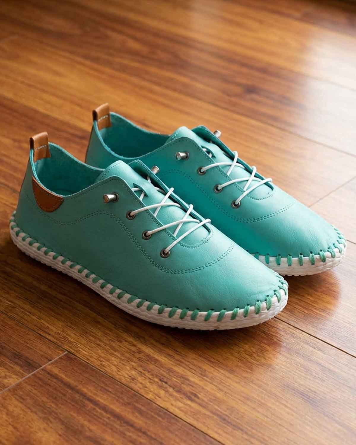 Lunar Leather St Ives Shoe - Turquoise - Country Collection