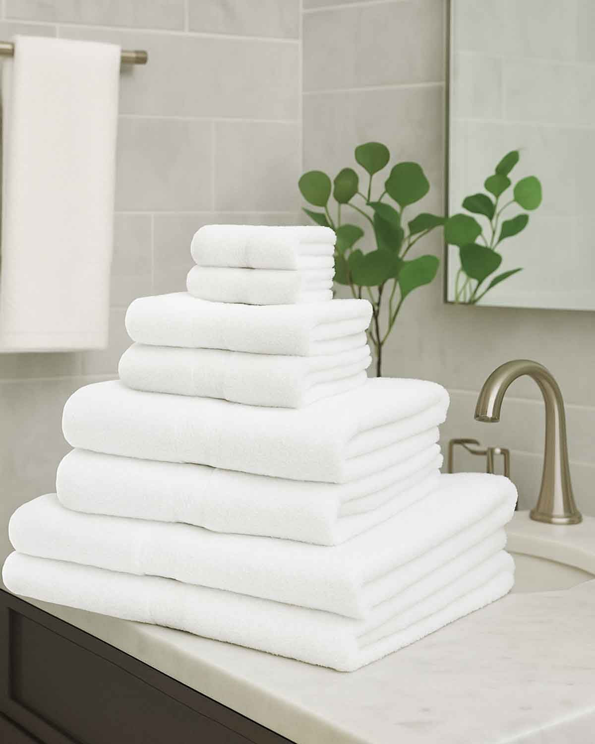 Soft Pure Cotton 6 Piece Towel Set - White - Country Collection