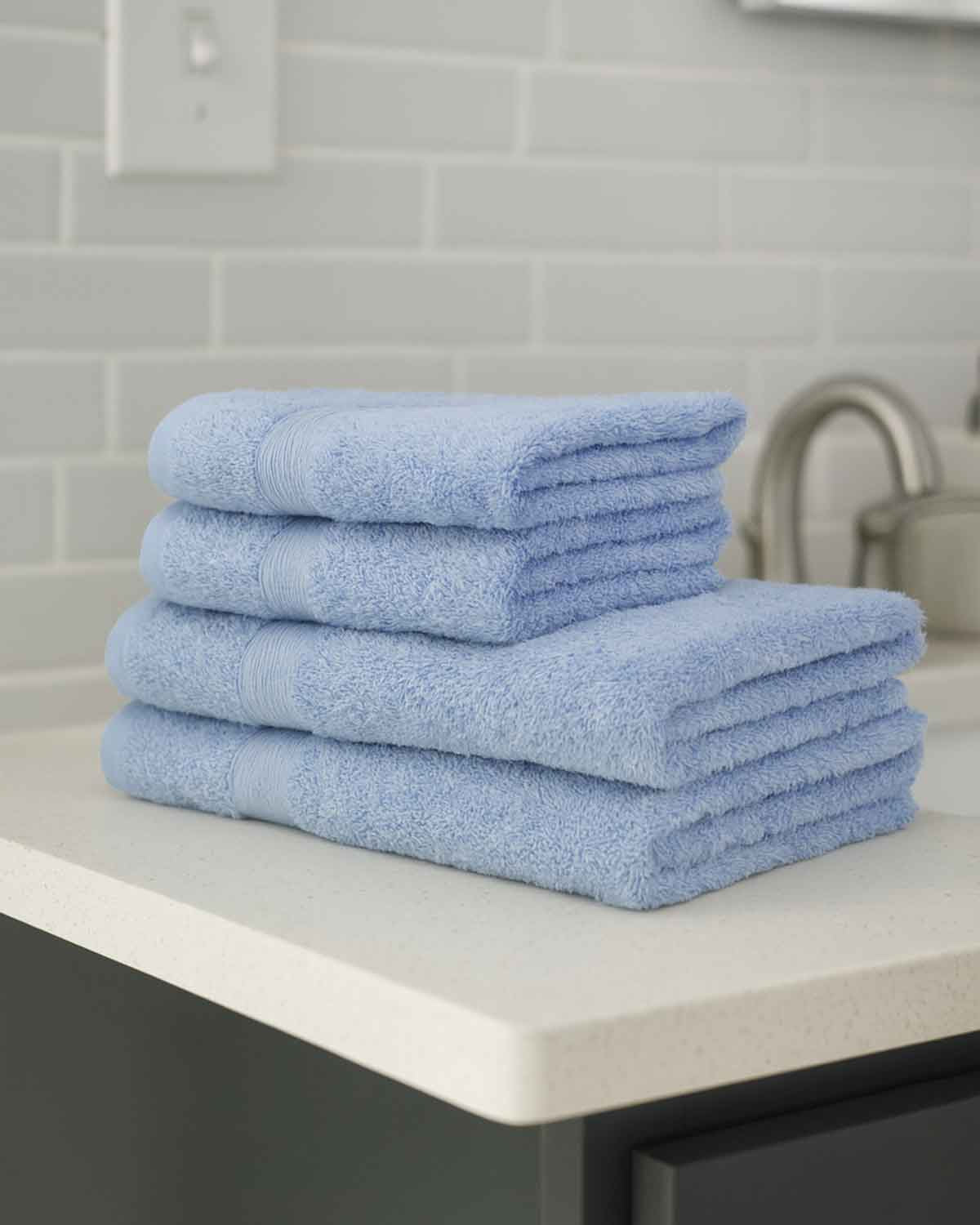 Soft Pure Cotton Towels - Blue - Country Collection