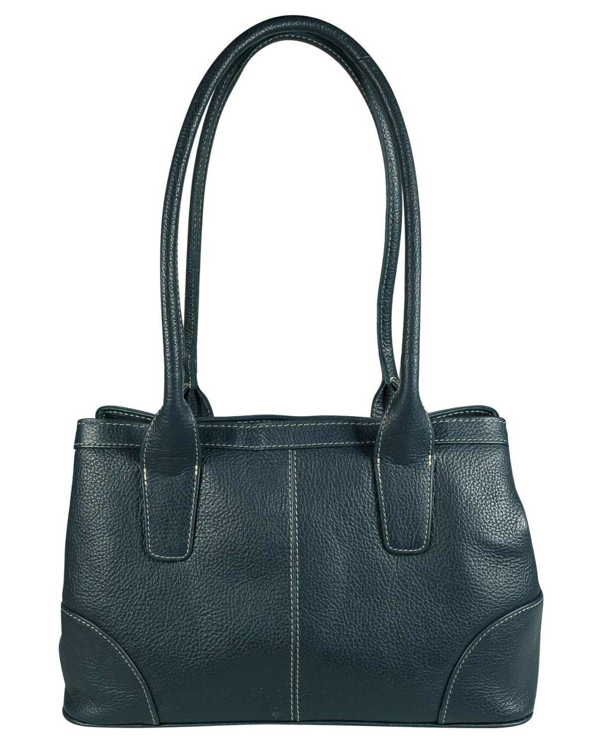 Leather Twin Compartment Bag - Navy - Image 2 - Country Collection