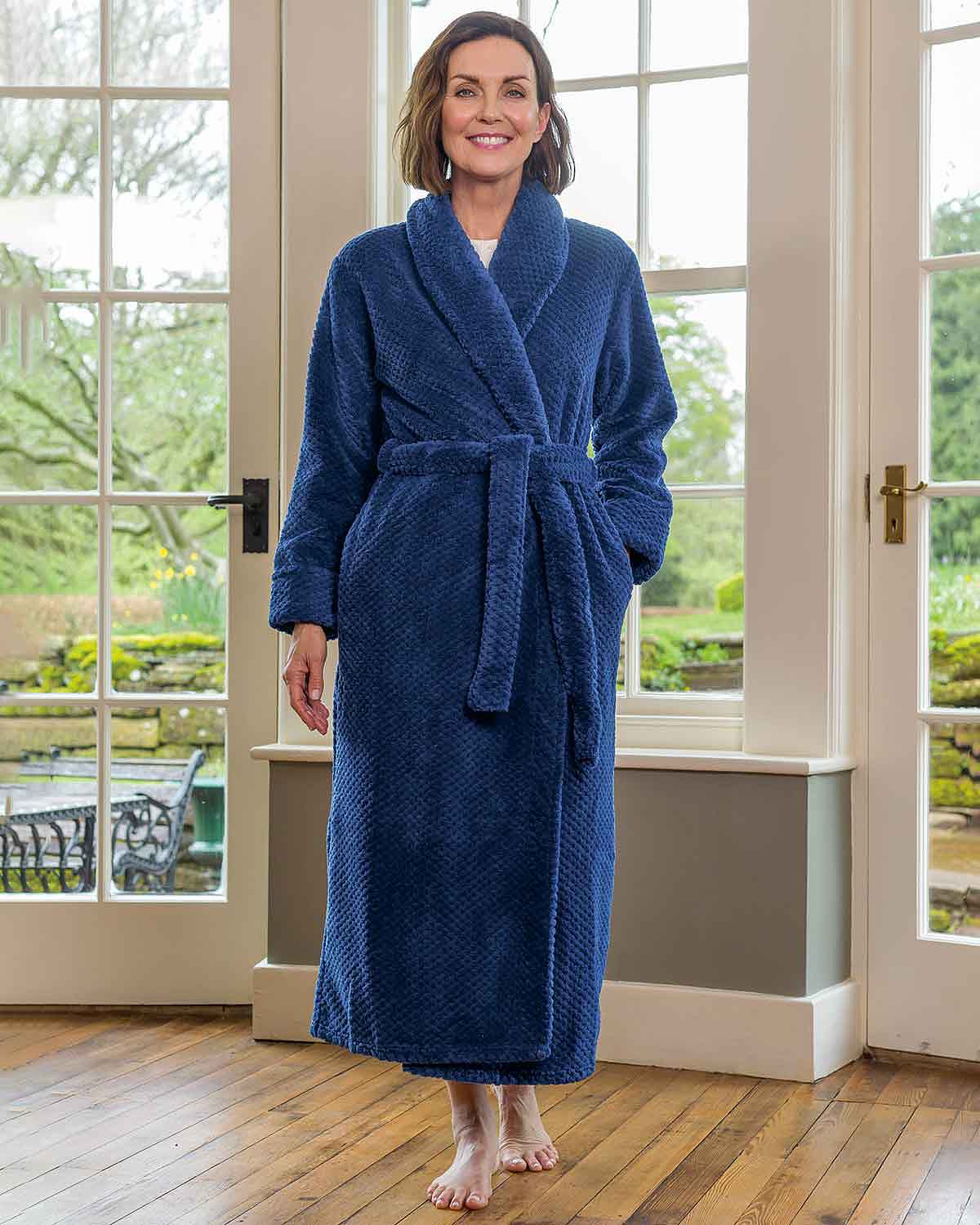 Slenderella Dora Dressing Gown - Navy - Country Collection