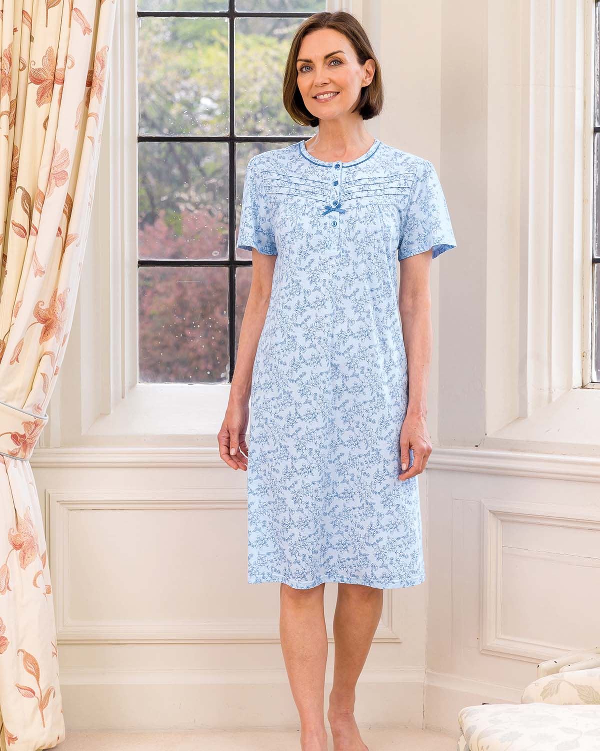 Slenderella Nightdress Freda - Blue - Country Collection